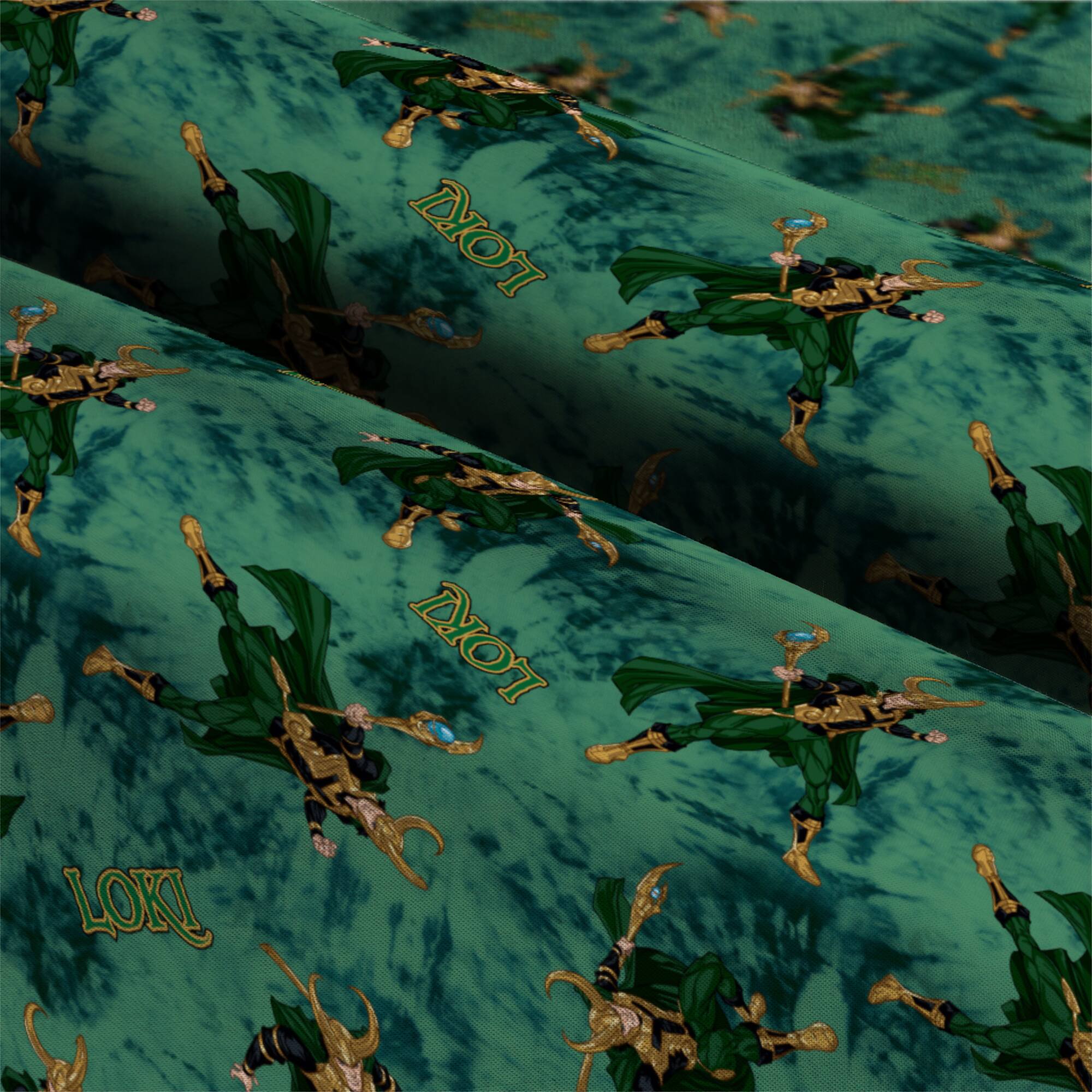 Marvel® Loki Green & Gold Toss Cotton Fabric